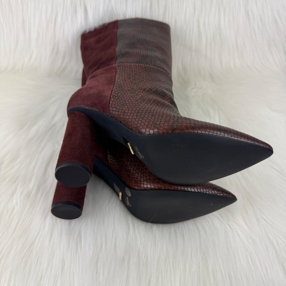 New Women's 42 Gold Kolby Mid Calf Boots Booties Size 8.5 Brunette Snake Suede - Picture 9 of 14